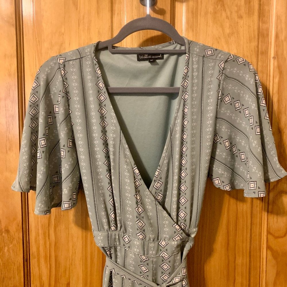 Sage Wrap-Style Maxi Dress